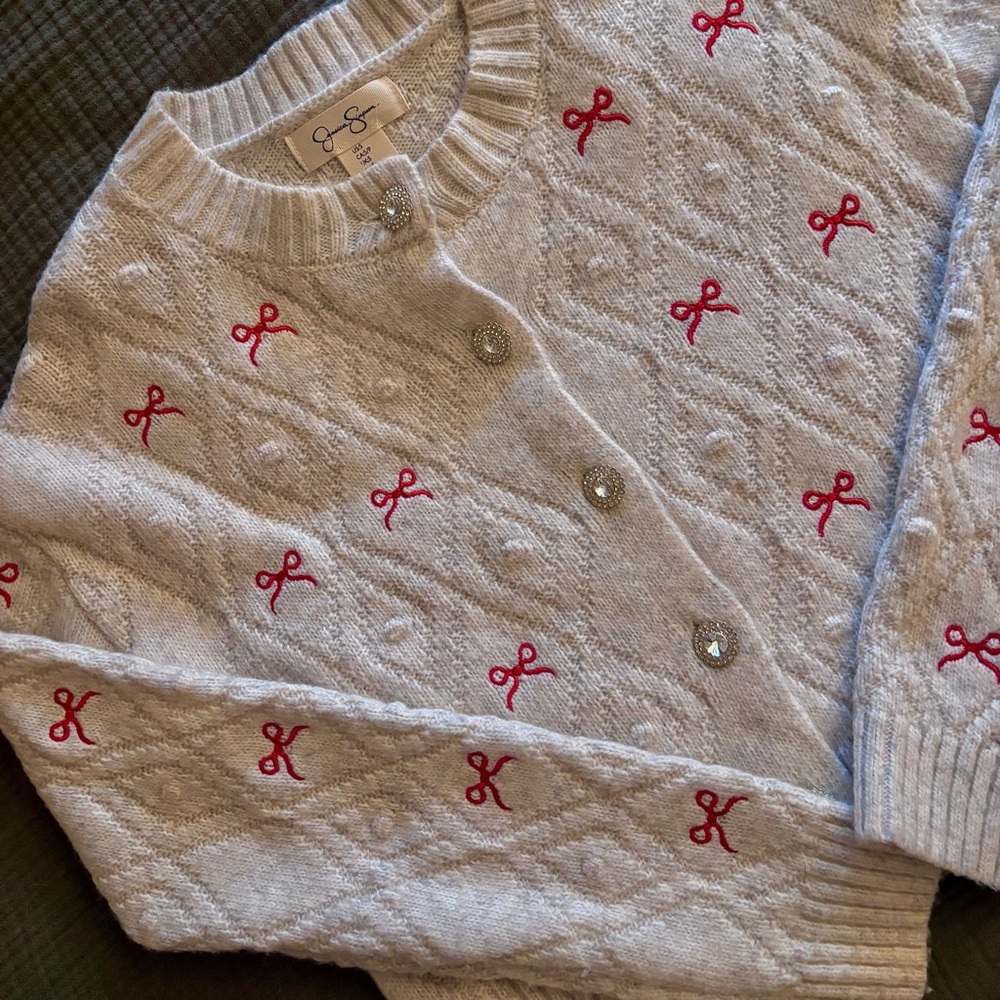 NWOT Jessica Simpson Cardigan with Pink Bow Accents